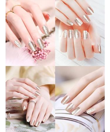 Ebanku 20pcs Gold Glitter UV Gel Nail Foil Stickers - Self-Adhesive Nail Wraps with File & Stick for Women & Girls - Perfect Nail Decoration - Buy Online on GoSupps.com
