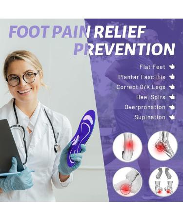 Plantar Fasciitis Gel Orthotic Arch Support Insoles for Heel Pain Relief - Men 7-8.5/Women 8-9.5 - Buy Online on GoSupps.com