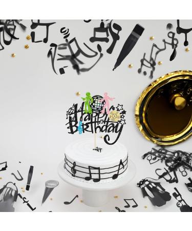Gyufise 1Pcs Rock Happy Birthday Cake Topper Glitter Music Disco Ball Cake Pick 70's Disco Dancing Rock Cake Decoration for Rock Band Music Concert Theme Birthday Party Decorations Supplies Multi 4 - Buy Online on GoSupps.com