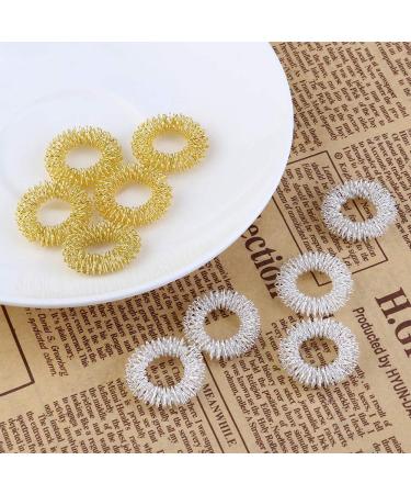 Netume 12-Piece Spiky Acupressure Finger Massage Rings - Stress Relief Fidget Toys for Teens & Adults - Gold Acupuncture Sensory Rings - Buy Online on GoSupps.com