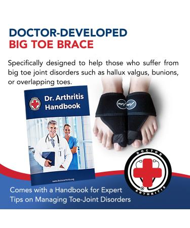 Dr. Arthritis Toe Straightener Foot Brace - Adjustable Big Toe Corrector and Bunion Brace for Men & Women (Black) - Buy Online on GoSupps.com