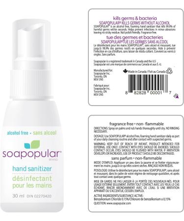 Soapopular Alcohol Free Spray Hand Sanitizer | Hypoallergenic Safer for Kids | 30mL 6-Pack - Buy Online on GoSupps.com