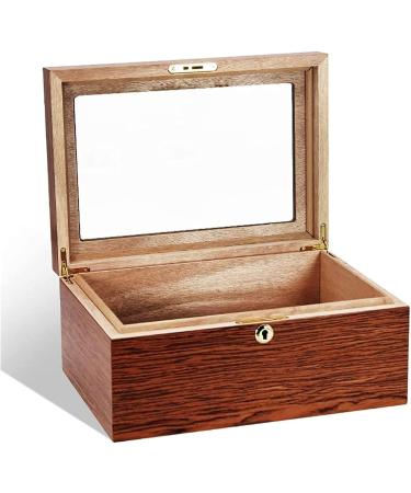 Cigar Boxs Cigar Case Cigar Box Desktop Cigar Humidor Case Glasstop Cigar Storage Box Cherry Finish with Hygrometer and Humidifier Holds 50 Cigars - Buy Online on GoSupps.com