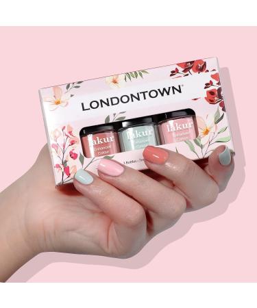 LONDONTOWN A Brit of Blooms Mini Manicure Nail Color Set - Vegan & Cruelty-Free Lakur Nail Polish - Rose-Tinted Glasses, Out of Office, Mint - 7ml - Buy Online on GoSupps.com