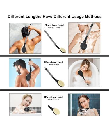 Back Brush Shower - 55cm Removable Body Brush for Gentle Peeling & Blood Circulation | Easy to Clean | Black - Buy Online on GoSupps.com