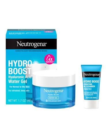 Neutrogena Hydro Boost Water Gel Hyaluronic Acid Facial Moisturizer for Normal to Oily Skin Hydrating Face Moisturizer 1.7 fl. oz + Trial Size Hydro Boost Facial Cleanser 0.5 fl. oz