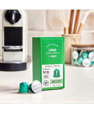 Buy By Amazon Lungo Nespresso Compatible Coffee Capsules - 100 Aluminum Capsules Medium Roast Rainforest Alliance Certified - 5 Packs - Buy Online on GoSupps.com