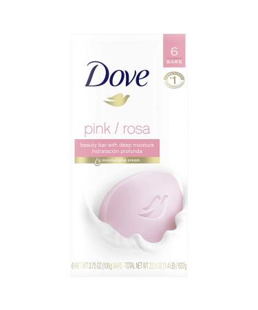 Dove Beauty Bar Gentle Cleanser For Softer and Smoother Skin Pink More Moisturizing Than Ordinary Bar Soap 3.75 oz 6 Bars