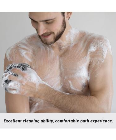 Extra Large Black Bath Sponge Set - 2 Soft Mesh Shower Sponges for Body Peeling & Comfortable Washing - Buy Online on GoSupps.com