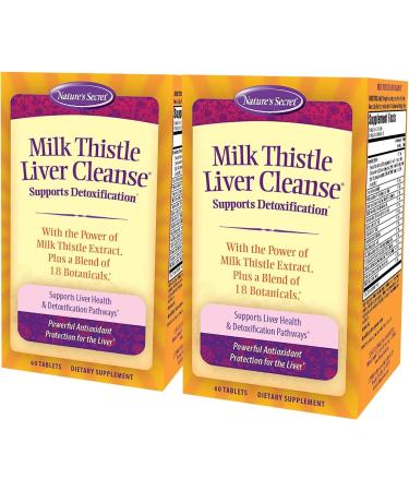Nature's Secret Milk Thistle Liver Cleanse - Supports Healthy Liver Function & Detoxification -18 Botanical Blend Turmeric, Dandelion, Beet, & Artichoke - Natural Powerful Antioxidant (Pack of 2)