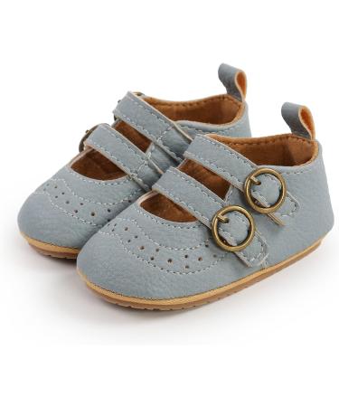Baby Girls First Walking Shoes Mary Jane PU Leather Anti-Slip Princess Shoes - F Blue (0-6 Months) - Buy Online on GoSupps.com