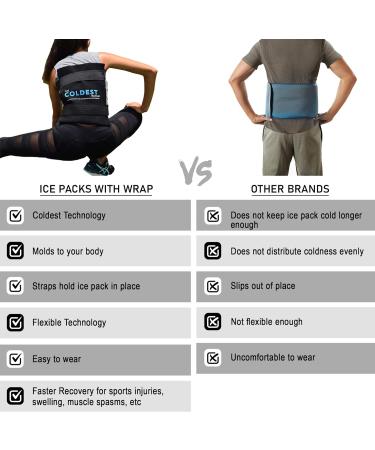 Large Flexible Gel Ice Pack & Wrap with Straps for Hot Cold Therapy - Pain Relief for Injuries - Reusable - 11 x 14 - Buy Online on GoSupps.com