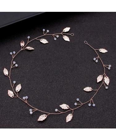 Minkissy Rose Gold Leaf Hair Vine - Bridal Headband & Wreath for Bridesmaids | Elegant Wedding Hair Accessories - Buy Online on GoSupps.com
