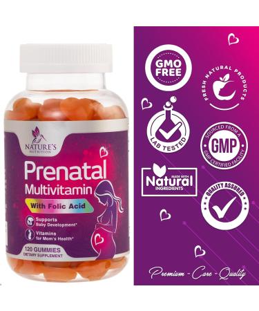 Folic Acid Prenatal Multivitamin Gummies - Non-GMO & Gluten-Free Supplement for Women - 120 Count - Buy Online on GoSupps.com