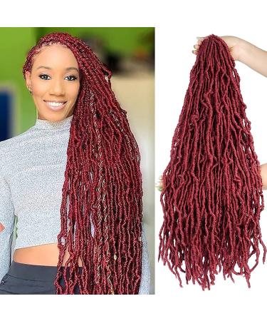 New Soft Locs Crochet Hair 28 Inch Ombre Red Faux Locs Hair Extension Synthetic Soft Locs Braiding Hair For Women(28inch,5Pack, #BUG) 28 Inch (Pack of 5) #BUG