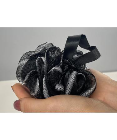 Exfoliating Bath Shower Loofah Sponge Set Set of 4 Body Wash Scrubber Poufs in Black - Buy Online on GoSupps.com