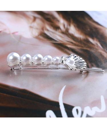 Inateannal Vintage Pearl Shell Hair Clip Silver Pearl Hair Barrette Shell Hair Headgear French Pearl Hair pin Barrette Decorative Hair Accessories for Women and Girls - Buy Online on GoSupps.com