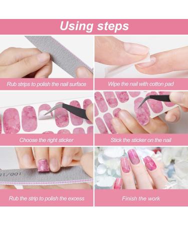 Kalolary 12-Piece Color Gradient Marble Nail Polish Stickers - Self-Adhesive Full Nail Wraps with Nail File | Trendy Monochrome Designs for Effortless Nail Art - Buy Online on GoSupps.com