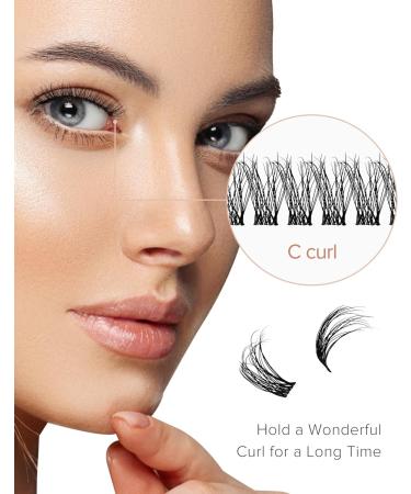 Onlyall DIY Eyelash Extensions - 60 Cluster & Individual Natural Wispy Lashes - H-43 (12MM) - Buy Online on GoSupps.com