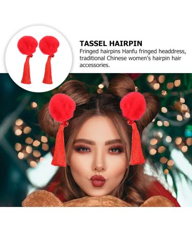 FOYTOKI 1 Pair Children's Hair Accessories Tassel Headwear Chinese ' Headdress Hair Clip Chinese Clothing Bow Headdress New Year Girl Hair Clip Hair Loop - Buy Online on GoSupps.com