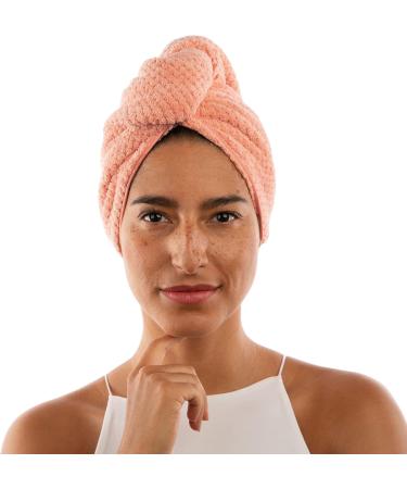 Luxurious Pink Microfiber Hair Turban | Ultra Absorbent & Fast Drying Headscarf for All Hair Types - Perfect for Curly Wet Long & Thick Hair - Buy Online on GoSupps.com