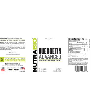 NutraBio Quercetin Advanced with Added Vitamin C and Bromelain - Potent Antioxidant - 90 Capsules - Buy Online on GoSupps.com