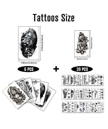 Zayvor 45 Sheets Temporary Tattoos - Waterproof 3D Tiny Black Handrawn Designs for Men and Women - Skull, Tribal, Maori, Tiger, Lion - Realistic Fake Body Art Sticker Set - Buy Online on GoSupps.com