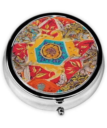 Buy African Textile Patchwork Mini Round Pill Box | 3 Compartment Portable Pill Organizer for Travel Home & Office - Buy Online on GoSupps.com