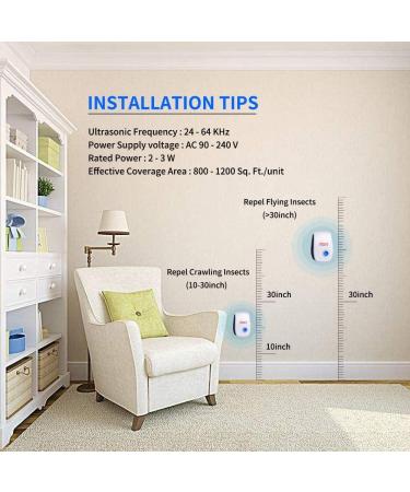 BBMS Ultrasonic Pest Repellent 8-Pack - Electronic Plug-in Indoor Pest Repellent for Home, Office, Warehouse, Hotel - White - Buy Online on GoSupps.com