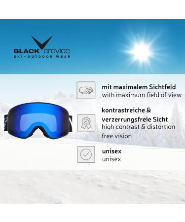 Black Crevice Ski-Gladming I Ski Goggles for Men & Women | Adjustable Anti-Fog UV400 Protection | Break-Resistant Double Disc in Navy/Orange - Buy Online on GoSupps.com