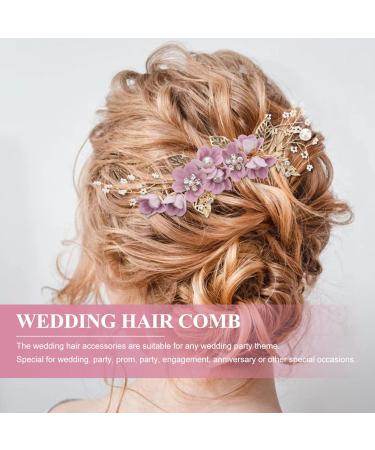 Minkissy Purple Wedding Hair Comb - Pearl Crystal Decor Clip Pin for Bride Bridesmaid - Buy Online on GoSupps.com