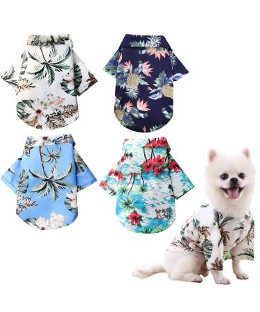 4 pieces pet summer shirts flower pattern printed puppy clothing pet beach dog clothing cats outfit shirt pet for small to medium -sized pets (medium)