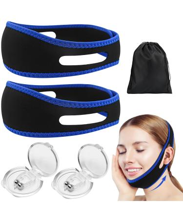 Borisca 2 pieces anti -snarch chin strap 76cm chin straps against snoring adjustable anti snoring chin strap with 2 snoring stoppers and 1 storage bag snoring bag for snoring reduction