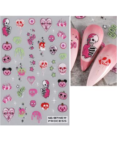 JMEOWIO 6 Sheets Halloween Nail Art Stickers Decals Self-Adhesive Cute Pumpkin Skull Horror Ghost Witchy Spider Web Bat Spook Nail Supplies Nail Art Design Decoration Accessories - Buy Online on GoSupps.com