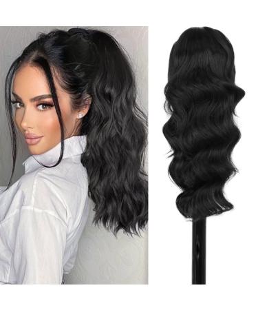 Ponytail Extensions Black with clip Hair Part Porce Extension Lang Lure Hair extension Extension Art Hair Synthetic Top Ponytail like Real Hair 40cm 1b# 082a-16 40cm/16Zoll 1B#