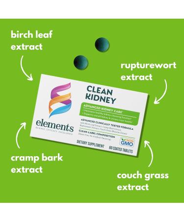 Elements Clean Kidney 60 Tablets (30 Day Supply) Supports Normal Kidney and Urinary Tract Function Gluten Free  - Buy Online on GoSupps.com
