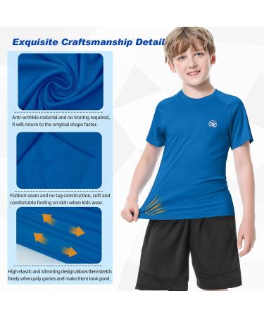 MEETWEE Boys Rash Guard - Short Sleeve Kids Swim Shirt UV Protection UPF 50+ Quick-Drying for Ages 8 - Dark Blue - Buy Online on GoSupps.com
