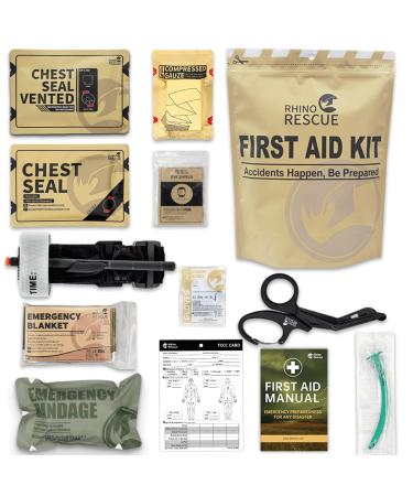 RHINO RESCUE Tactical Trauma Kit Emergency First Aid Stop The Bleed IFAK Refill Supplies Combat Wound Care Dressing Pack 11pcs 11 Piece Set
