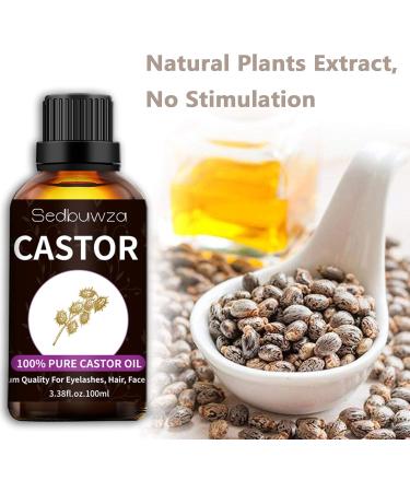 Sedbuwza Castor Essential Oil Cold Pressed 100% Pure and Natural Premium Castor Fragrance Oil with Eyelash Applicator and Dropper - 100ml Castor 100 ml (Pack of 1) - Buy Online on GoSupps.com