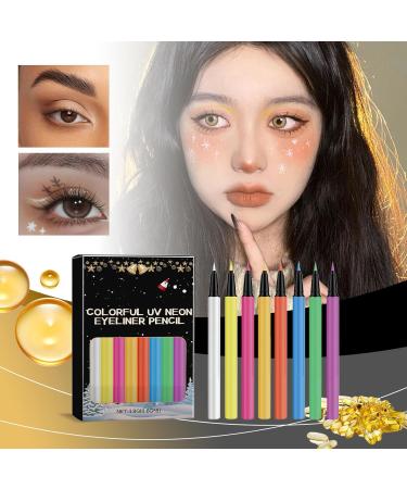 Rainbow Eye Liner Set Pigmented Gel Eyeliner Smudge Proof Graphic Liners Uv Glowing Eyeline Gel Pen Waterproof Uv Gel Eyeliner Waterproof Smudge Proof Eyeliner Perfect Use for Gel Eyeliner - Buy Online on GoSupps.com