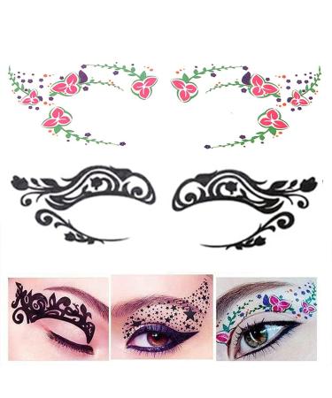 Eye Shadow Tattoo Sticker Makeup Transfer - Colorful Lace Party Stickers - 20pcs/10 Pairs - Buy Online on GoSupps.com