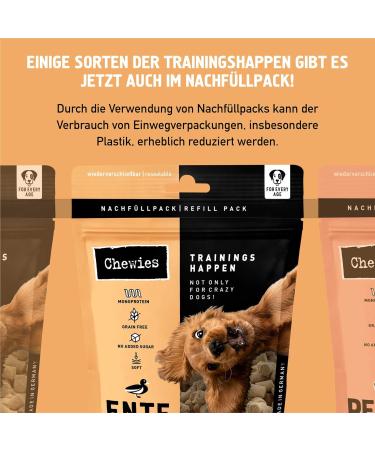 Chewies Duck Training Bats - Grain-Free Sugar-Free Monoprotein Dog Treats - Soft & Reusable Packaging - Made in Germany (6 x 175g) - Buy Online on GoSupps.com