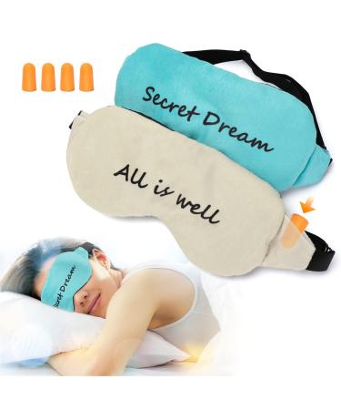 Sleep Mask with Earplugs for Men & Women - Light and Adjustable Sleeping Eye mask with Organization Storage Bags for Ear Plugs Best for Home Sleeping Travel Office and Outdoor Activities 2PACK