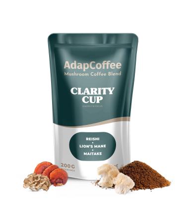 AdapCoffee Clarity Cup Instant Coffee with Adaptogenic Mushrooms Lions Mane Reishi Maitake Focus and Vitality Rich Taste of Raw Cacao 200 g 50 Cups