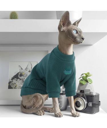 Iecoii Sphynx & Hairless Cat Clothing - Soft Cotton T-Shirts Sweaters & Vests for Sphynx Cornish Rex & Devon Rex - XL Green - Buy Online on GoSupps.com