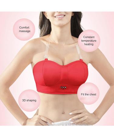 HOHXFYP USB Breast Massager Cotton Electric Vibration Breast Enlargement Bra Wearable Bust Lift Enhancer Machine Shoulder Strap Included Red - Buy Online on GoSupps.com