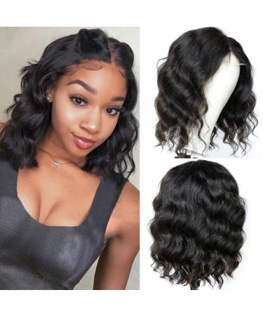 Bob Wig Body Wave Human Hair Lace Closure Wigs 12inch Brazilian Hair Body Wave T Part 4x1inch Lace Front Wig Human Hair Pre Plucked with Baby Hair Short Wigs for Black Women Natural Color Bob Wig 12 Inch (Pack of 1) t bo...