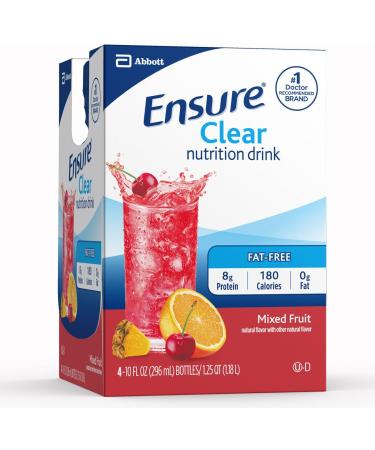 Ensure Clear Nutrition Drink | Mixed Fruit Flavor | 0g Fat, 8g Protein | 10 Fl Oz (Pack of 12) - Buy Online on GoSupps.com