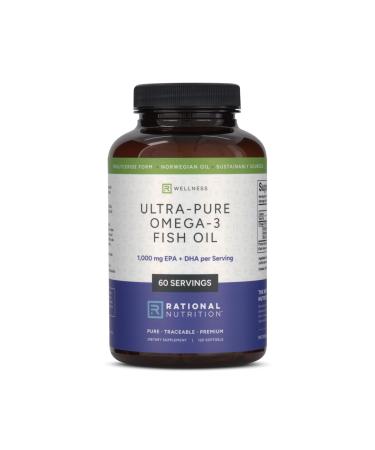 Rational Nutrition Norwegian Omega 3 Fish Oil Softgels, IFOS Certified, 1000mg EPA + DHA per Serving, EPAX rTG Triglyceride Form, Supports Heart, Brain & Joint Health for Men and Women - 120 Count