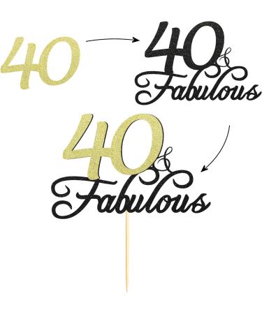 Sumerk Glitter 40 & Fabulous Cake Topper 40th Birthday Cake Picks 40th Anniversary Cake Topper Party Decorations Supplies - Buy Online on GoSupps.com